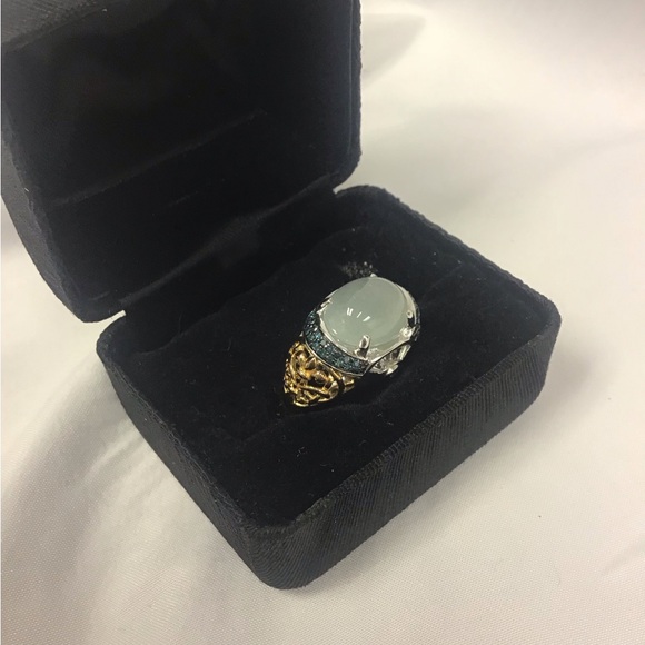 SOLD Victoria Wieck Jade ring with 14 K and sterling  silver details. SOLD. - Picture 2 of 9